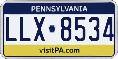 PA license plate LLX8534