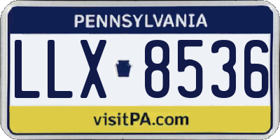 PA license plate LLX8536