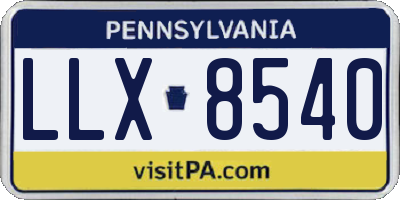PA license plate LLX8540