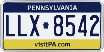 PA license plate LLX8542