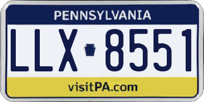 PA license plate LLX8551
