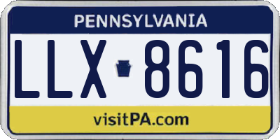 PA license plate LLX8616