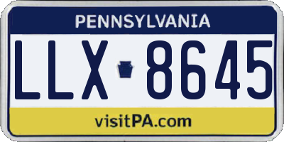 PA license plate LLX8645