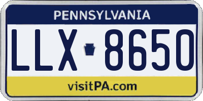 PA license plate LLX8650