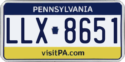 PA license plate LLX8651