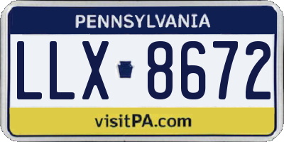 PA license plate LLX8672