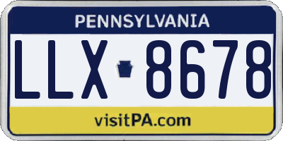 PA license plate LLX8678