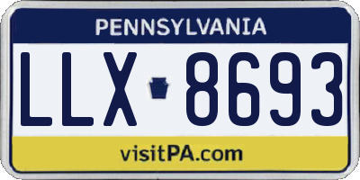 PA license plate LLX8693