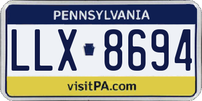 PA license plate LLX8694