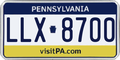 PA license plate LLX8700
