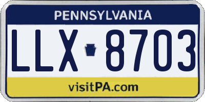 PA license plate LLX8703