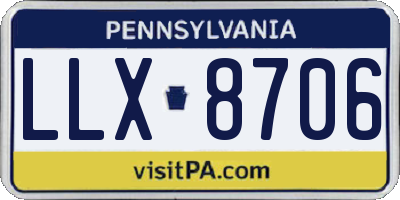 PA license plate LLX8706