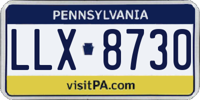 PA license plate LLX8730