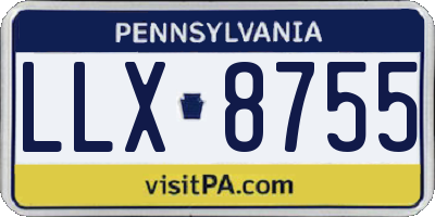 PA license plate LLX8755