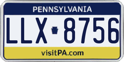 PA license plate LLX8756