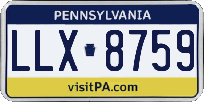 PA license plate LLX8759