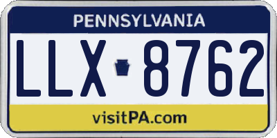 PA license plate LLX8762