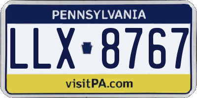 PA license plate LLX8767
