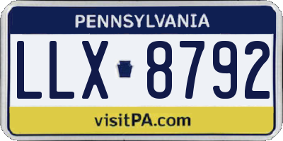PA license plate LLX8792