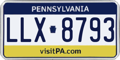 PA license plate LLX8793