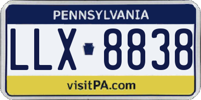 PA license plate LLX8838