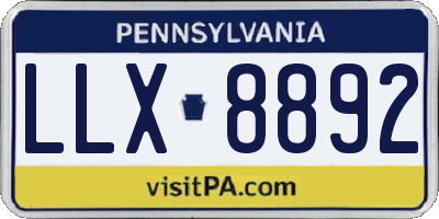 PA license plate LLX8892