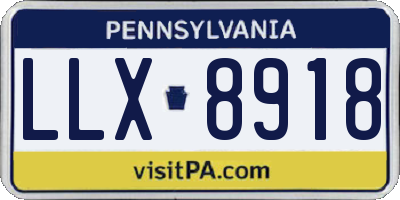 PA license plate LLX8918