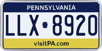 PA license plate LLX8920