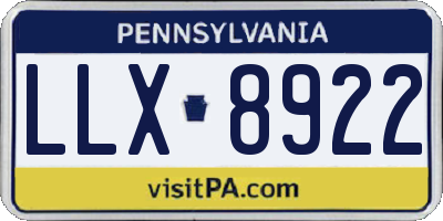 PA license plate LLX8922