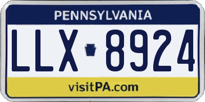 PA license plate LLX8924