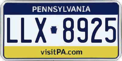 PA license plate LLX8925