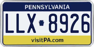 PA license plate LLX8926