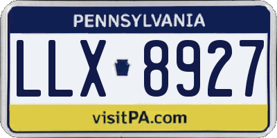 PA license plate LLX8927