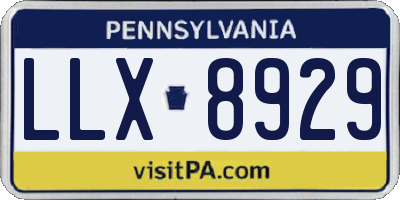 PA license plate LLX8929