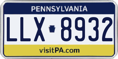 PA license plate LLX8932