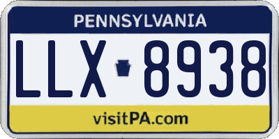 PA license plate LLX8938