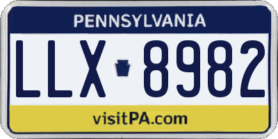PA license plate LLX8982
