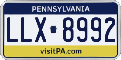 PA license plate LLX8992