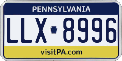 PA license plate LLX8996