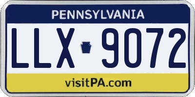 PA license plate LLX9072