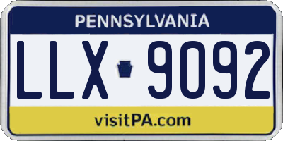 PA license plate LLX9092
