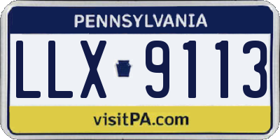 PA license plate LLX9113