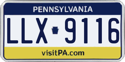 PA license plate LLX9116