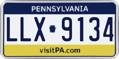 PA license plate LLX9134