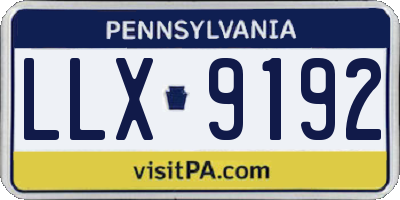 PA license plate LLX9192