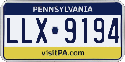 PA license plate LLX9194
