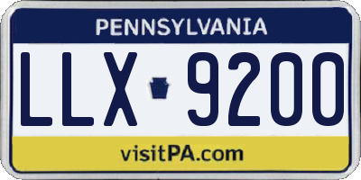 PA license plate LLX9200