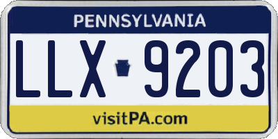 PA license plate LLX9203