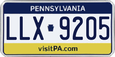 PA license plate LLX9205