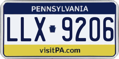 PA license plate LLX9206
